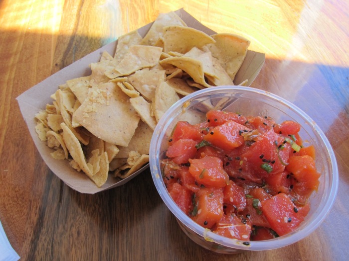 And of course, more poke! After a day in the sun and being thrown around by the waves, more poke from Bear Flag. We got 1lb of salmon and tuna. It was a lot.